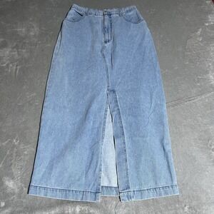 Vintage Lew Magram Denim Skirt Womens‎ 8 Jean Front Slit Modest USA Maxi